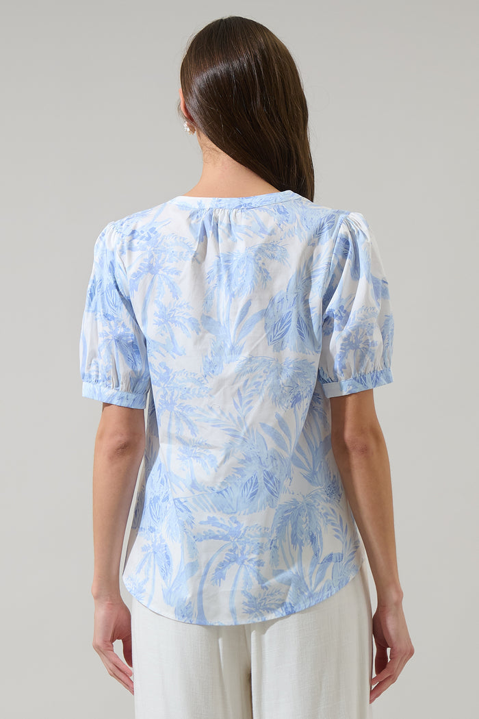 Poly Leaf Neli Split Neck Top