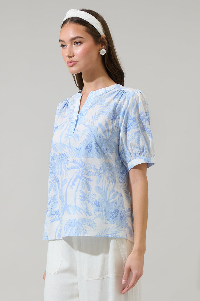 Poly Leaf Neli Split Neck Top