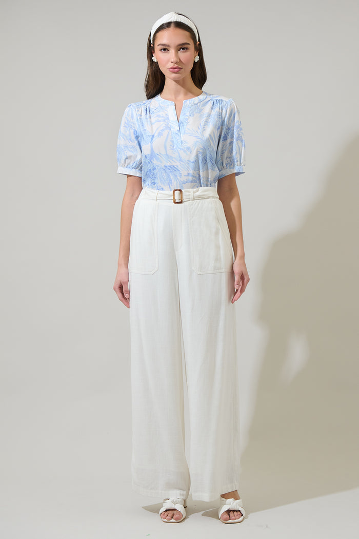 Poly Leaf Neli Split Neck Top