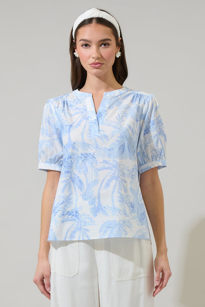 Poly Leaf Neli Split Neck Top