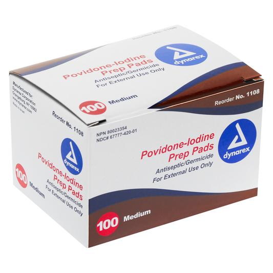 Povidone Iodine Antiseptic Prep Pads Medium 100/box