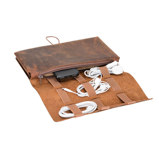 Leather Cable Organizer & Charger Pouch by Hardiston - premium Cable Organizers