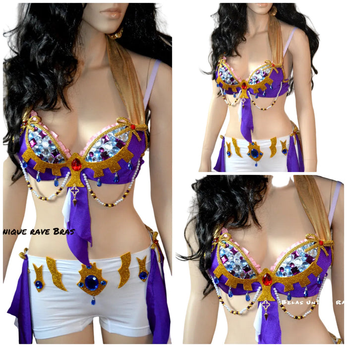 Princess Zelda Inspired Bra and Shorts Costume Cosplay Dance Rave Halloween