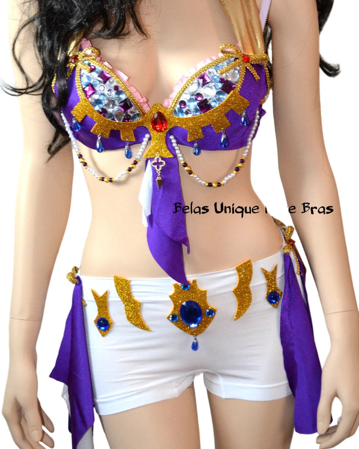 Princess Zelda Inspired Bra and Shorts Costume Cosplay Dance Rave Halloween