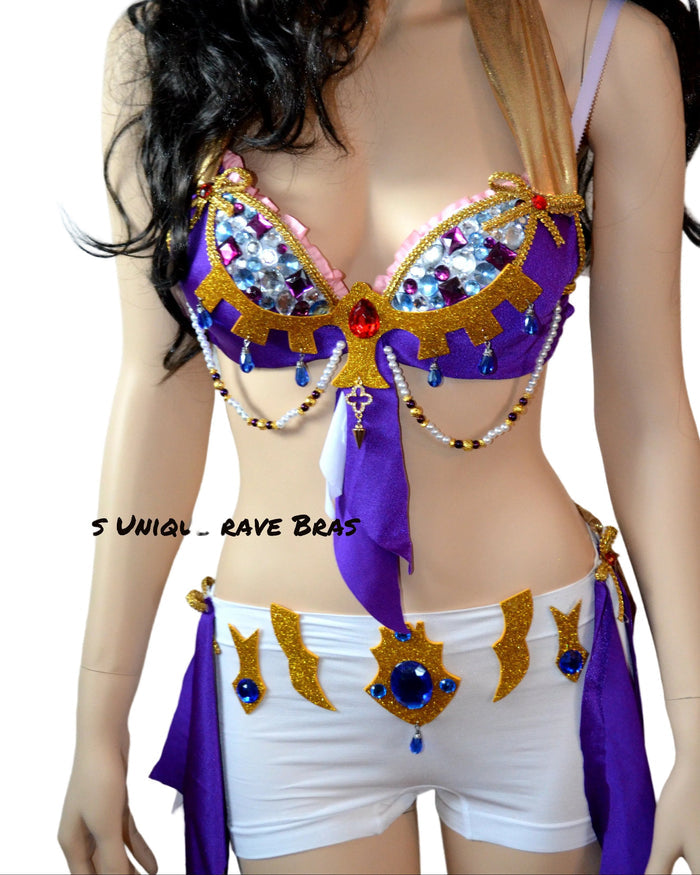 Princess Zelda Inspired Bra and Shorts Costume Cosplay Dance Rave Halloween