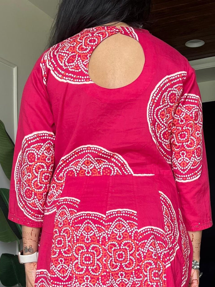 Raga Crushed Dupatta Anarkali Set- Pink