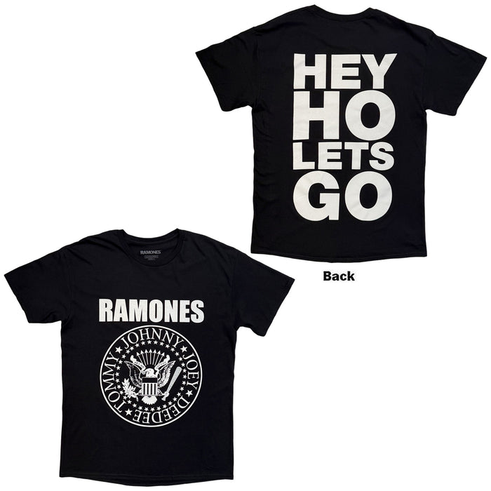 RAMONES - HEY HO (FRONT & BACK) - T-Shirt Black (Back Print)