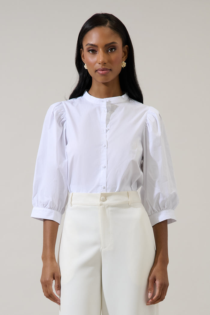 Raveny Button Up Puff Sleeve Shirt