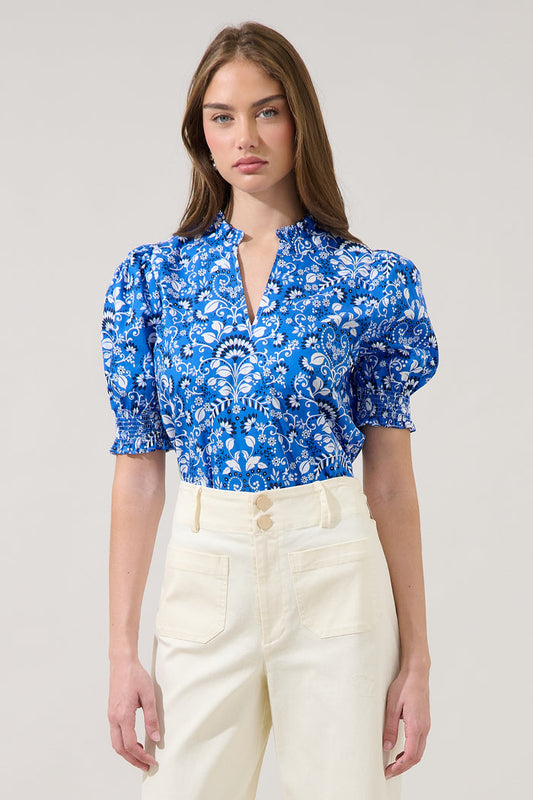Reign Split Neck Top Lulu Floral