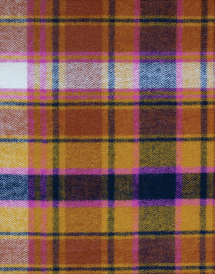 Remnant 1m - Chevron Plaid Toffee Highlands Flannel Double Brushed Cotton Fabric