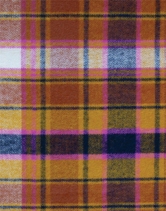 Remnant 1m - Chevron Plaid Toffee Highlands Flannel Double Brushed Cotton Fabric