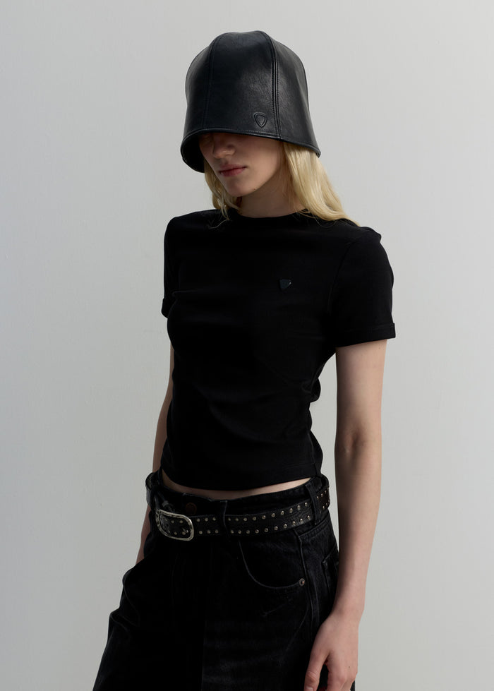 RIBBED TEE WITH BACK SEAM