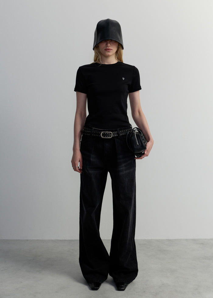 RIBBED TEE WITH BACK SEAM