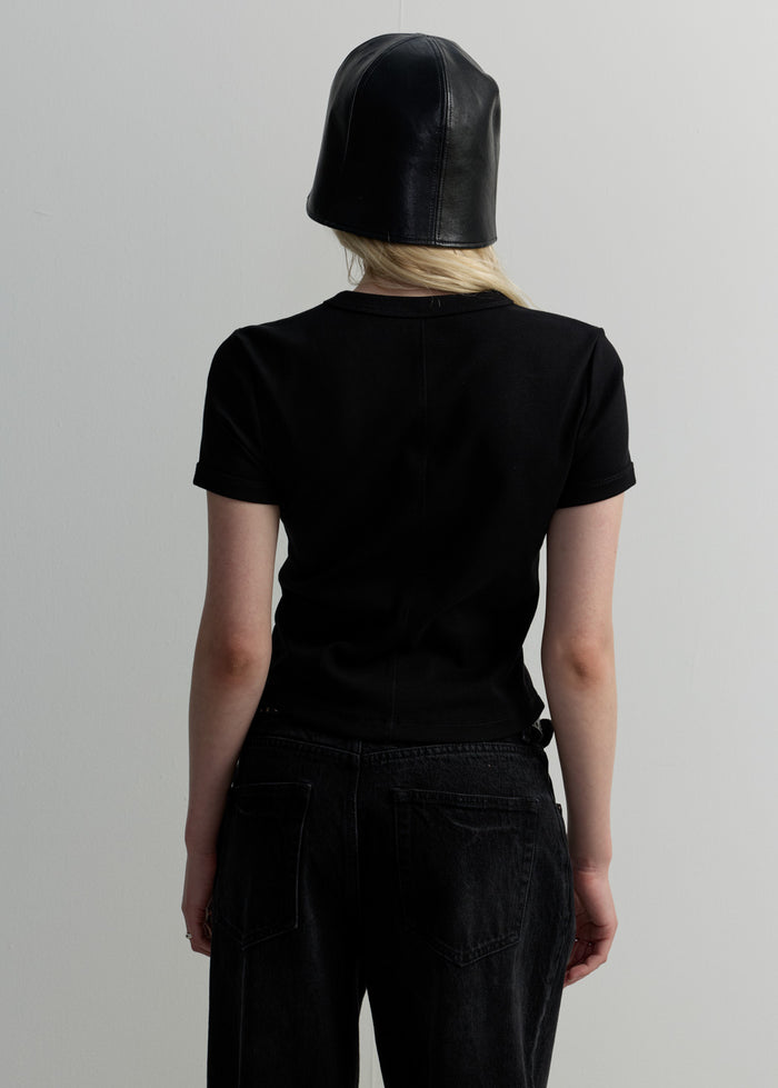 RIBBED TEE WITH BACK SEAM