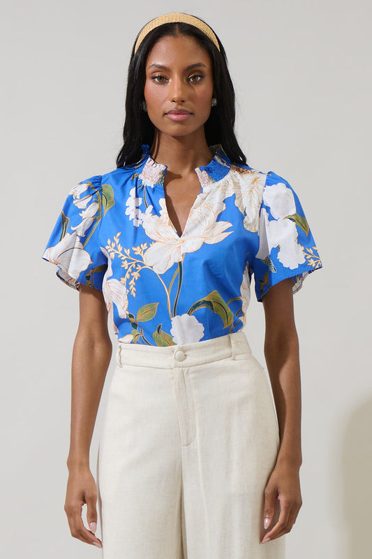 Roswell Floral Barcy Smocked Top