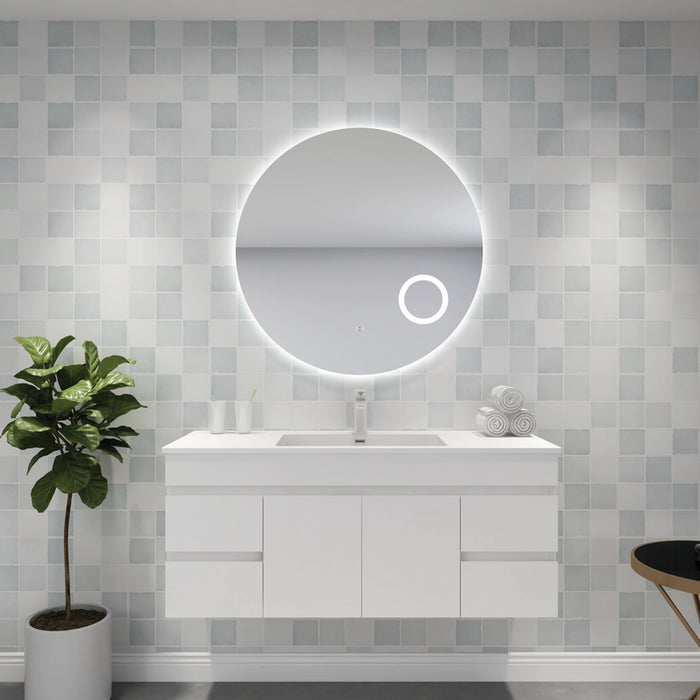 Round Backlit LED Bathroom Mirror With Magnifier 900*900mm