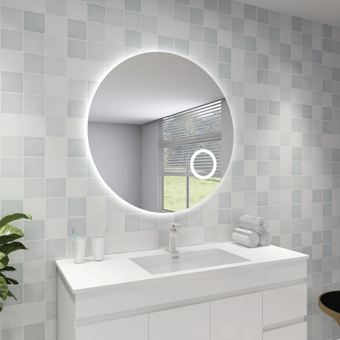 Round Backlit LED Bathroom Mirror With Magnifier 900*900mm