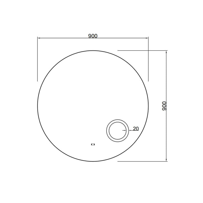 Round Backlit LED Bathroom Mirror With Magnifier 900*900mm