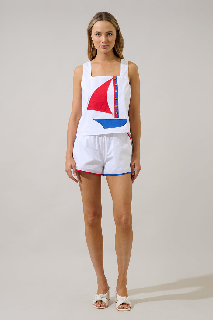 Sailboat Poplin Track Shorts