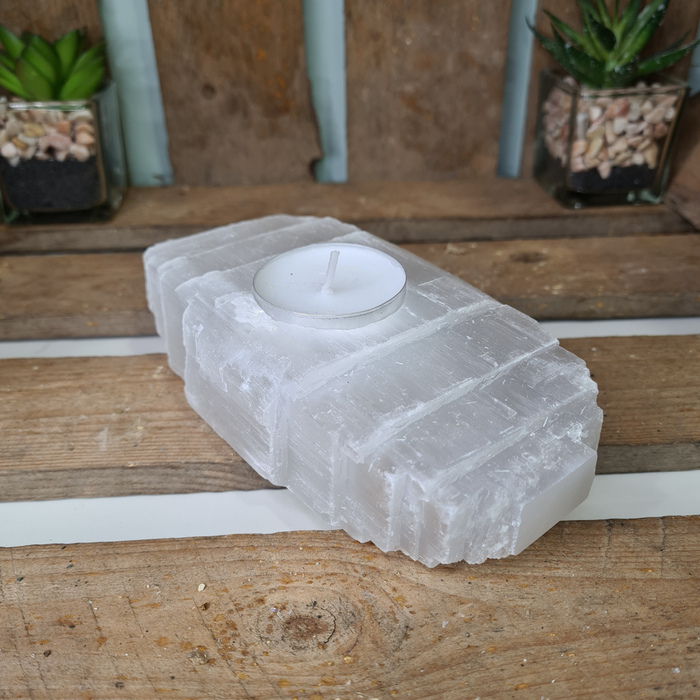 Earthstore® Selenite T-Light Candle Holder Log 150 X 45 X 70mm