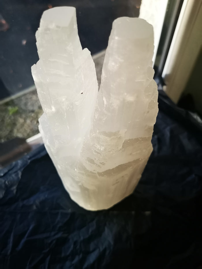 Earthstore® Selenite White Twin Peaked Tower Lamp (26cm≈10in and 40cm≈16in)