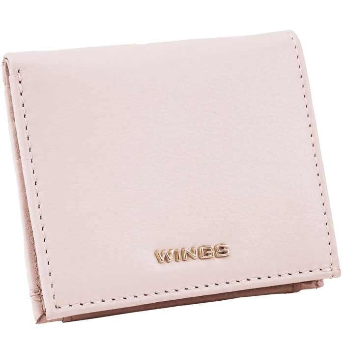 Mały portfel damski WINGS ze skóry naturalnej PINK LEATHER COLLECTION