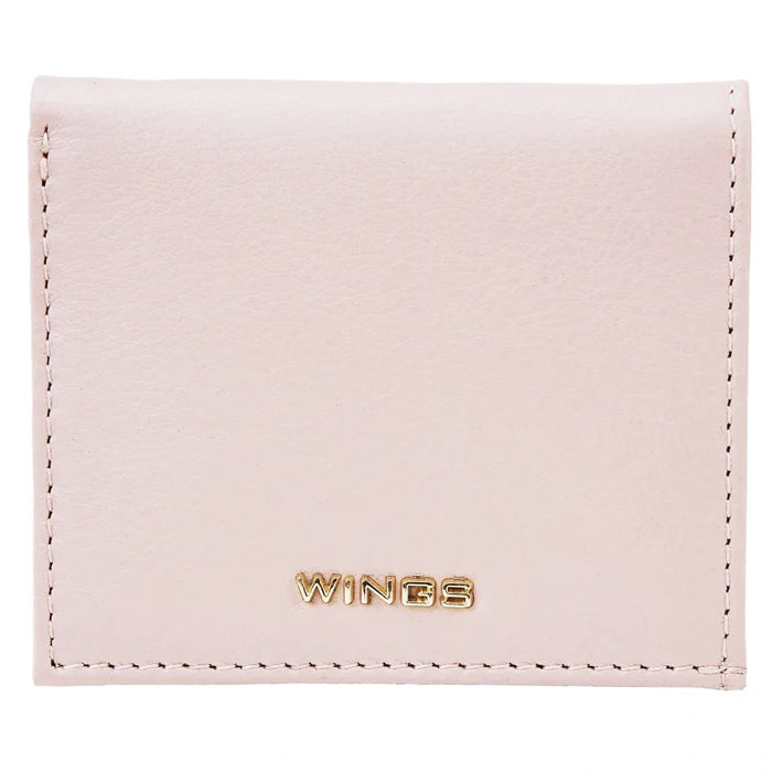 Mały portfel damski WINGS ze skóry naturalnej PINK LEATHER COLLECTION