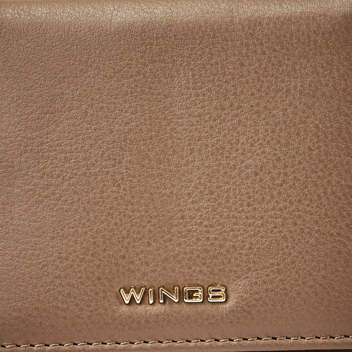 Mały portfel damski WINGS ze skóry naturalnej BEIGE LEATHER COLLECTION
