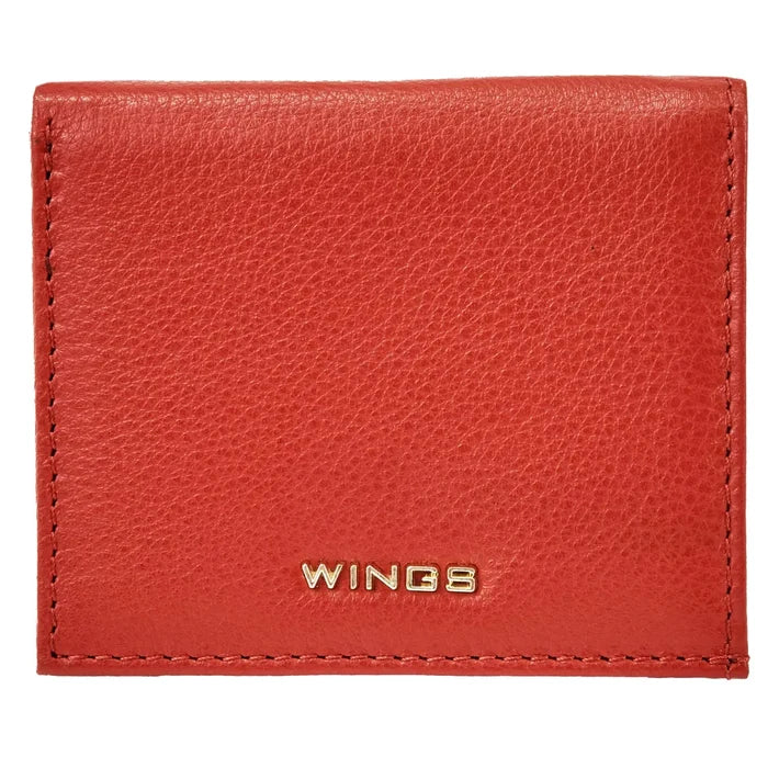 Mały portfel damski WINGS ze skóry naturalnej RED LEATHER COLLECTION