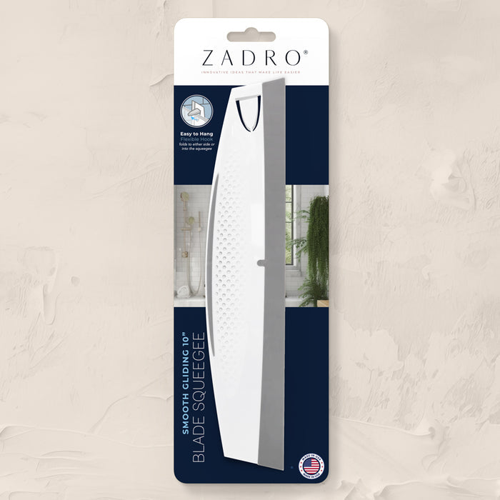 Zadro ZSQ10B2C 705004424622 product photo front view packaging hang tag, smooth gliding squeegee blade in front of a white background