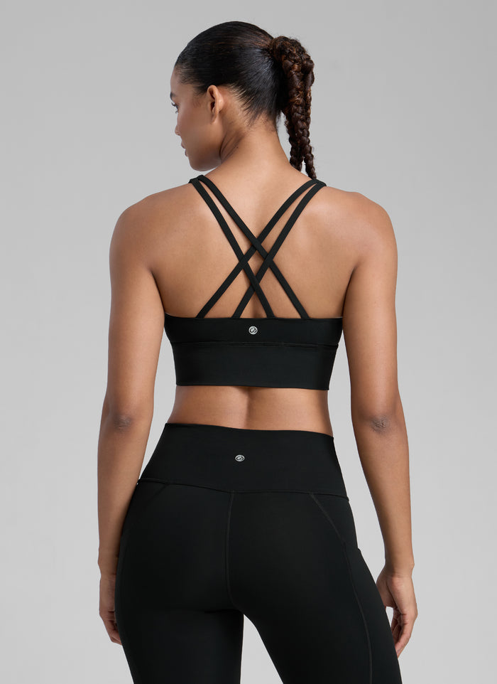 CRZ YOGA Womens Strappy Longline Nakedfeel Training Sports Bra Mojave Tan