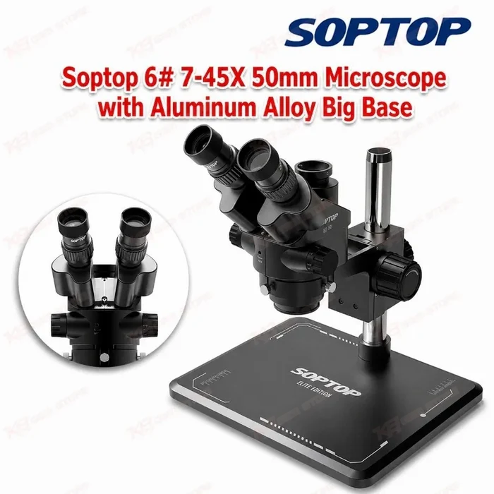 Soptop 6# 7-45X 50mm Microscope with Aluminum Alloy Big Base