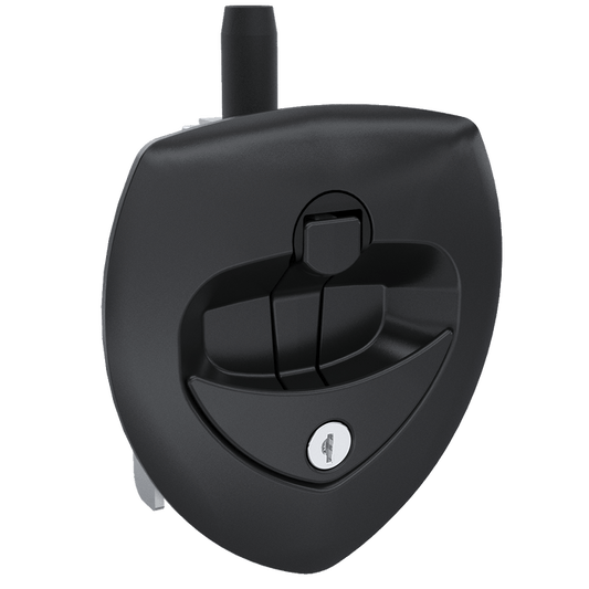 Southco N5-A0110A-A5 key-locking lift and turn compression latch with black plastic cup and black folding T-handle