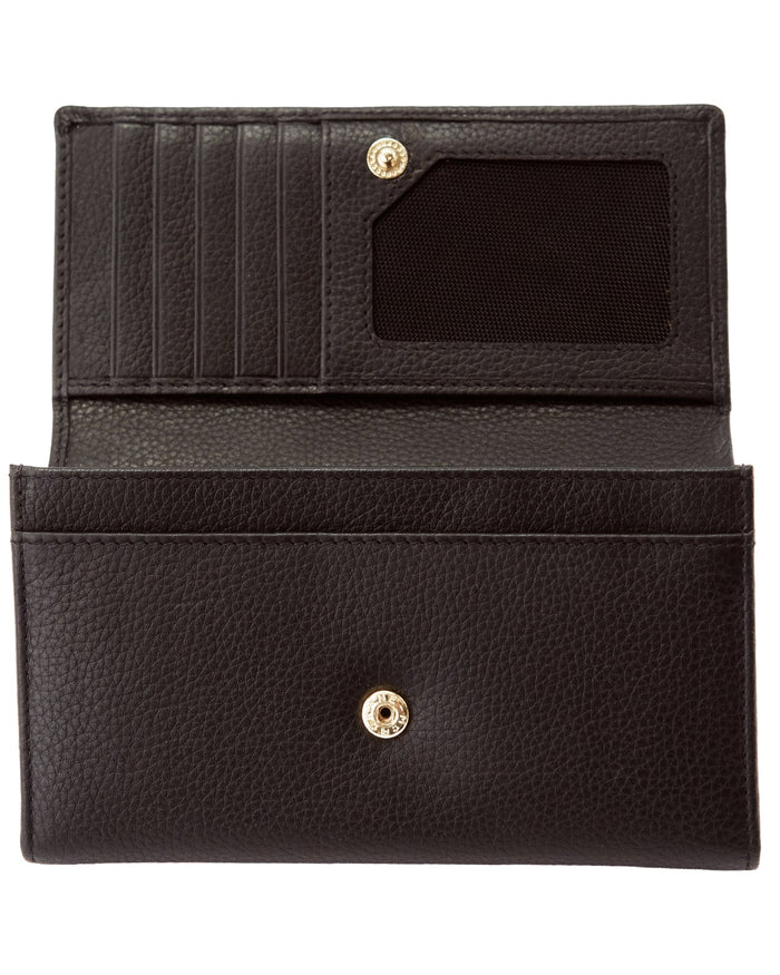 Pojemny portfel damski WINGS skórzany z ochroną RFID BLACK LEATHER COLLECTION