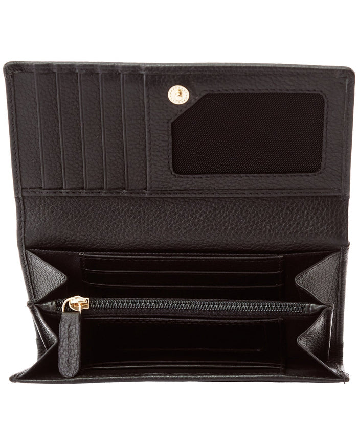 Pojemny portfel damski WINGS skórzany z ochroną RFID BLACK LEATHER COLLECTION