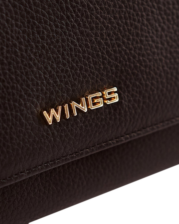 Pojemny portfel damski WINGS skórzany z ochroną RFID BLACK LEATHER COLLECTION