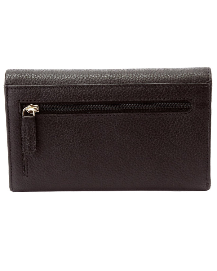 Pojemny portfel damski WINGS skórzany z ochroną RFID BLACK LEATHER COLLECTION