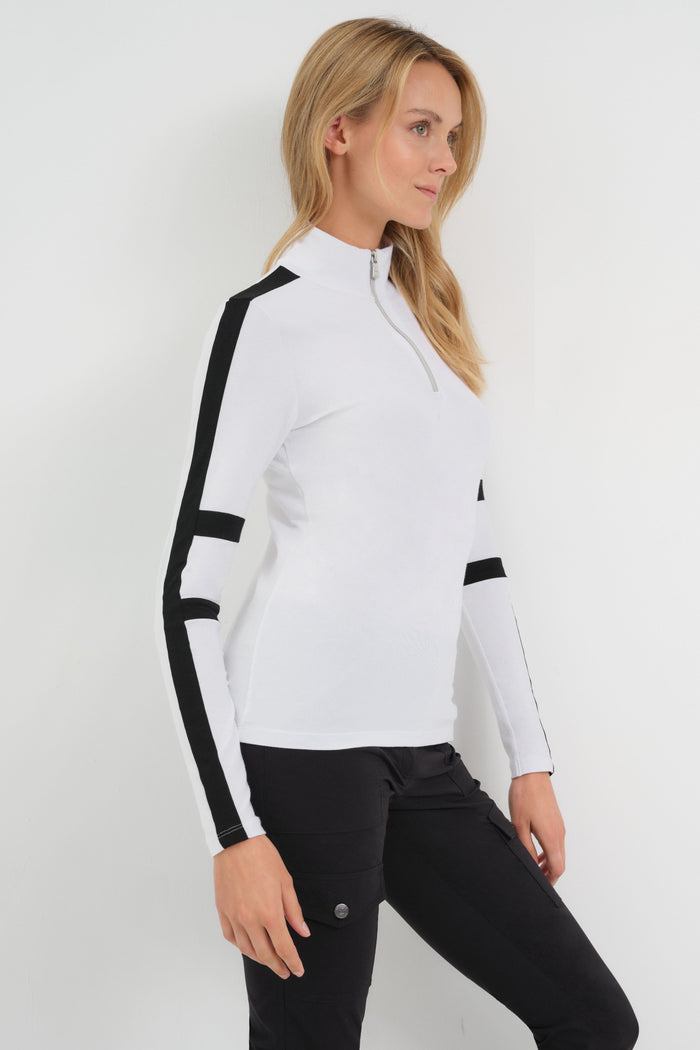 Stacey Sport Striped Zip-Up Top