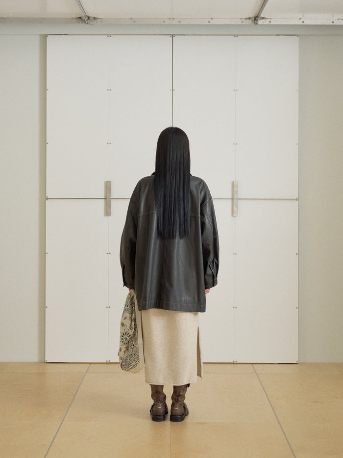 Standard Leather Half Coat – Brown