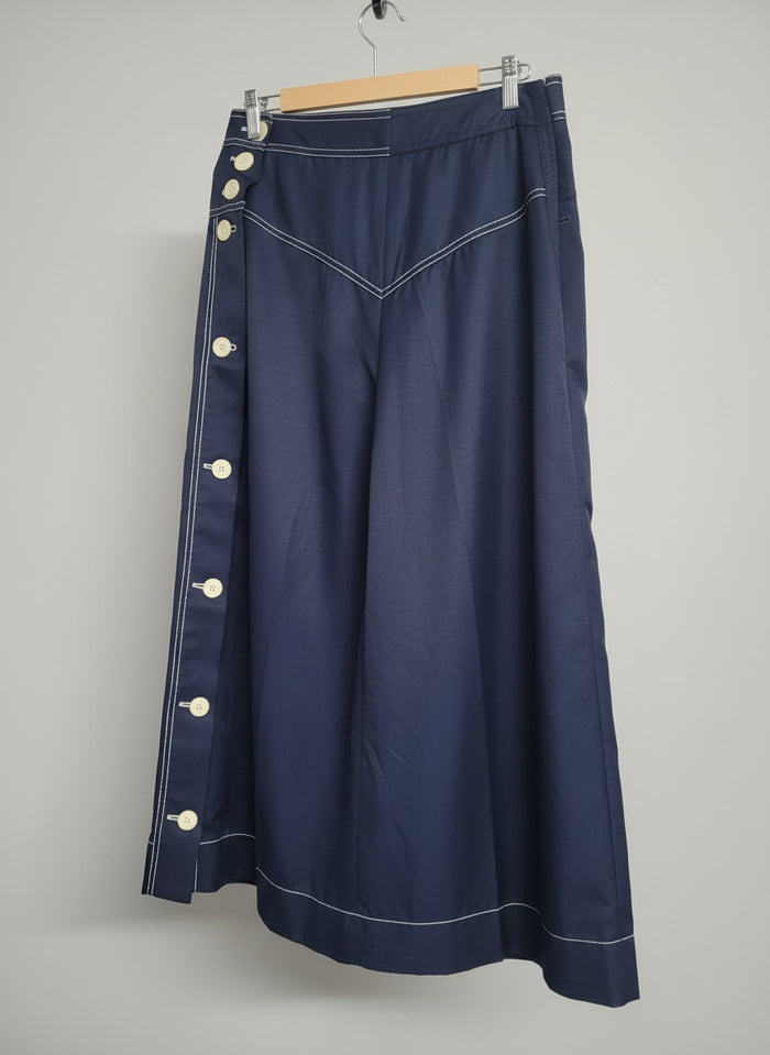 Stella McCartney Blue Wide-Leg Culotte Cropped Trousers EU 42 UK 12 14