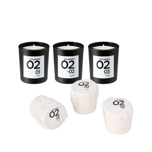 STORIES Nº.02 Bougie Parfumée Candle Trio with refills