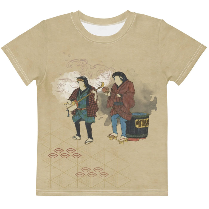 Street Catfish Kid's Tee in Vintage Parchment Woodblock. CPSIA Compliant, OEKO-TEX® 100, REACH Compliant.