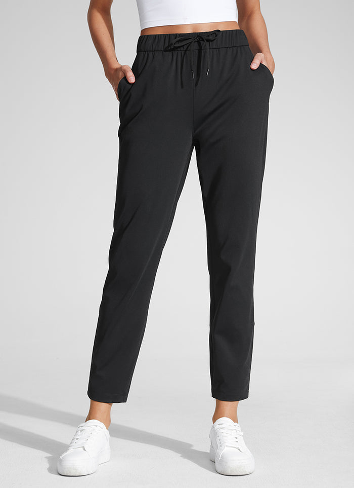 CRZ YOGA Women's Travel Slim Fit Stretch Drawstring 7/8 Pants 27'' Black
