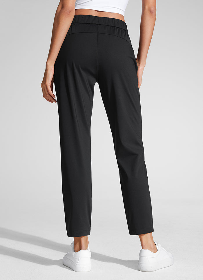 CRZ YOGA Women's Travel Slim Fit Stretch Drawstring 7/8 Pants 27'' Black