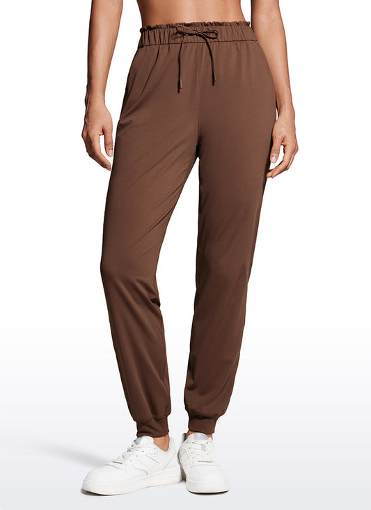 CRZ YOGA Women 4-Way Stretch High Waisted Pockets Joggers Casual 28" Coffee Brown