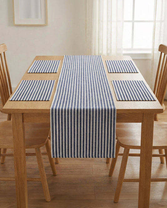 Striped Table Runner & Placemats - Blue