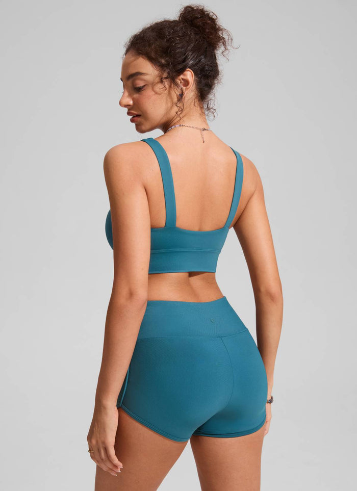 CRZ YOGA Women's Swimwear Tops Supportive Modest Swimsuit Bikini Sapphire Blue