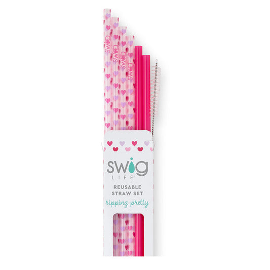 SWIG - Falling in Love + Pink Reusable Straw Set