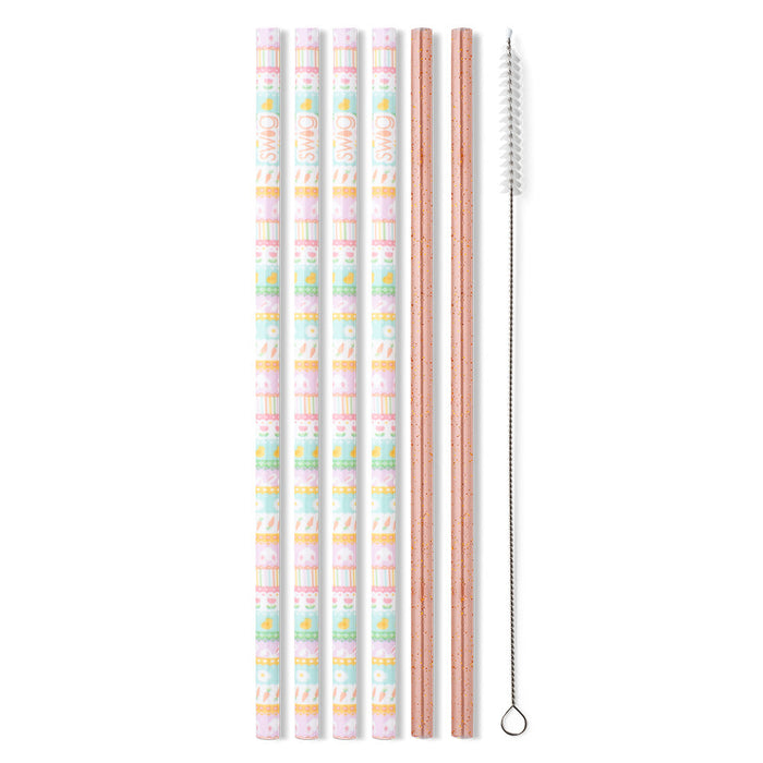 Swig - Reusable Straws Bunny Trail + Peach Glitter Tall Straw Set