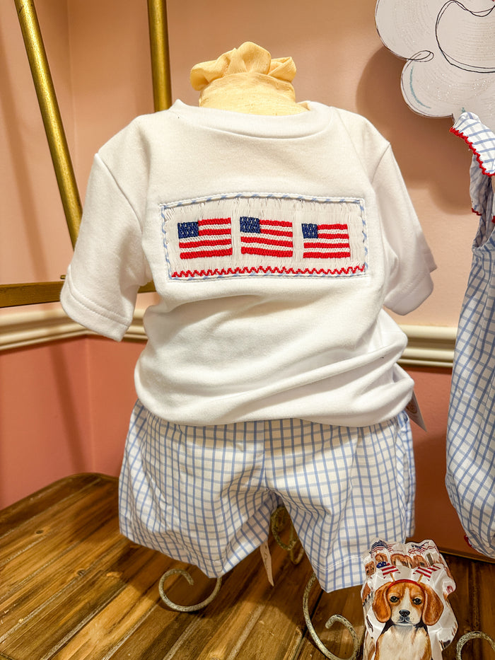 american flag children's short set